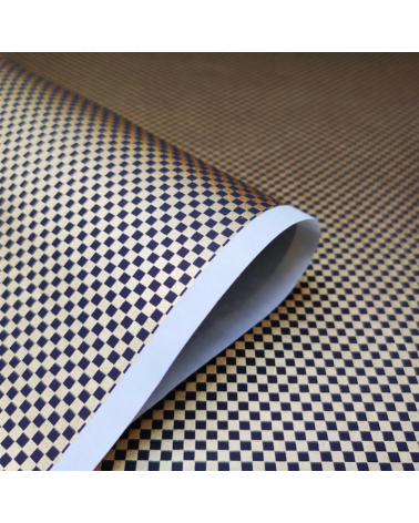 Chiyogami paper with checkerboard pattern in gold and black