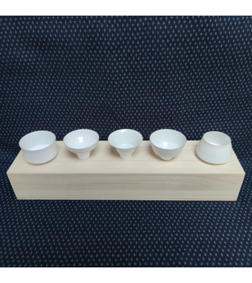 Set de 5 vasos de sake en cerámica japonesa "eggshell"