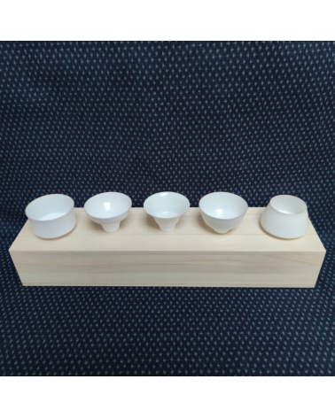 Set of 5 "eggshell" porcelain sake glasses