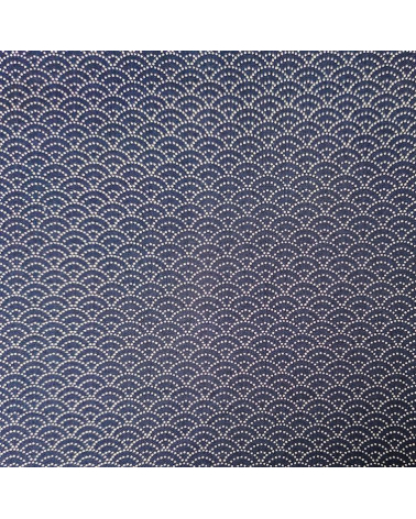 Tela japonesa de algodón "seigaiha" de puntitos en azul
