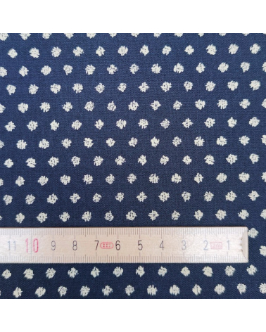 Japanese polka-dotted "mame shibori" cotton fabric in blue