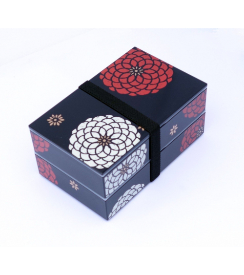 Bento box (lunch box) Flores blancas y negra