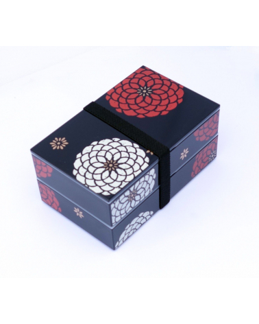 Bento box (lunch box) Flores blancas y negra