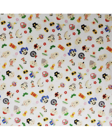 Japanese "Fuku" (luck) fabric in natural white