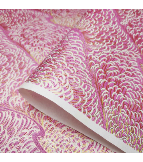 Chiyogami Japanese rice paper washi kiku in pink