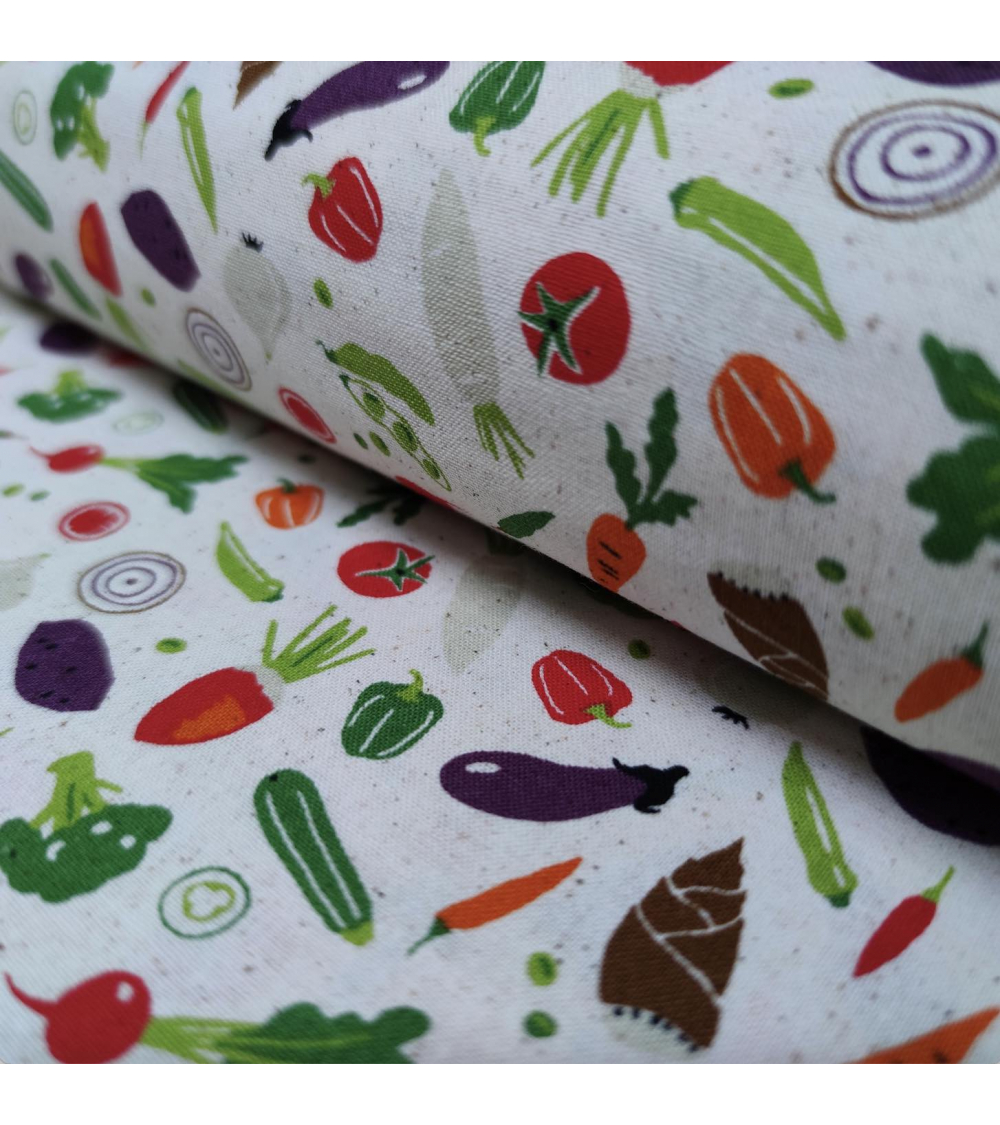 Off-white Japanese fabric 'Veggies'