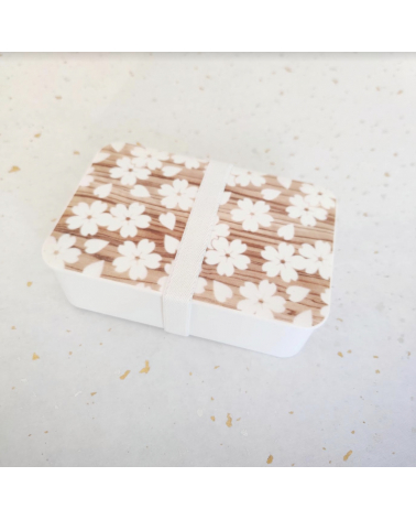 Bento box white sakuras over mokume pattern