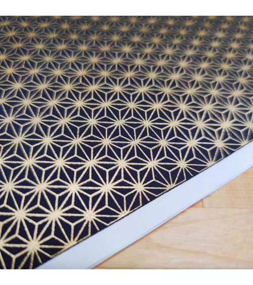 Chiyogami Japanese paper, golden large asanoha over black