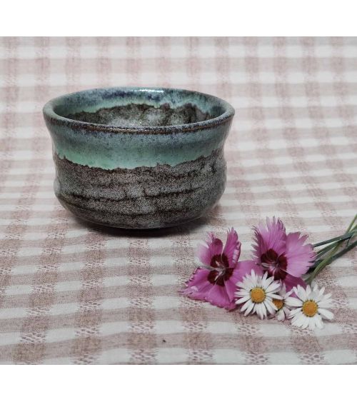 Japanese grey-green-blue matcha tea bowl.