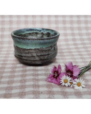 Japanese grey-green-blue matcha tea bowl.
