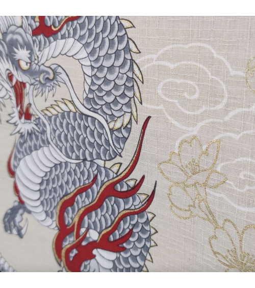 Japanese dobby fabric 'Dragons' in ivory.