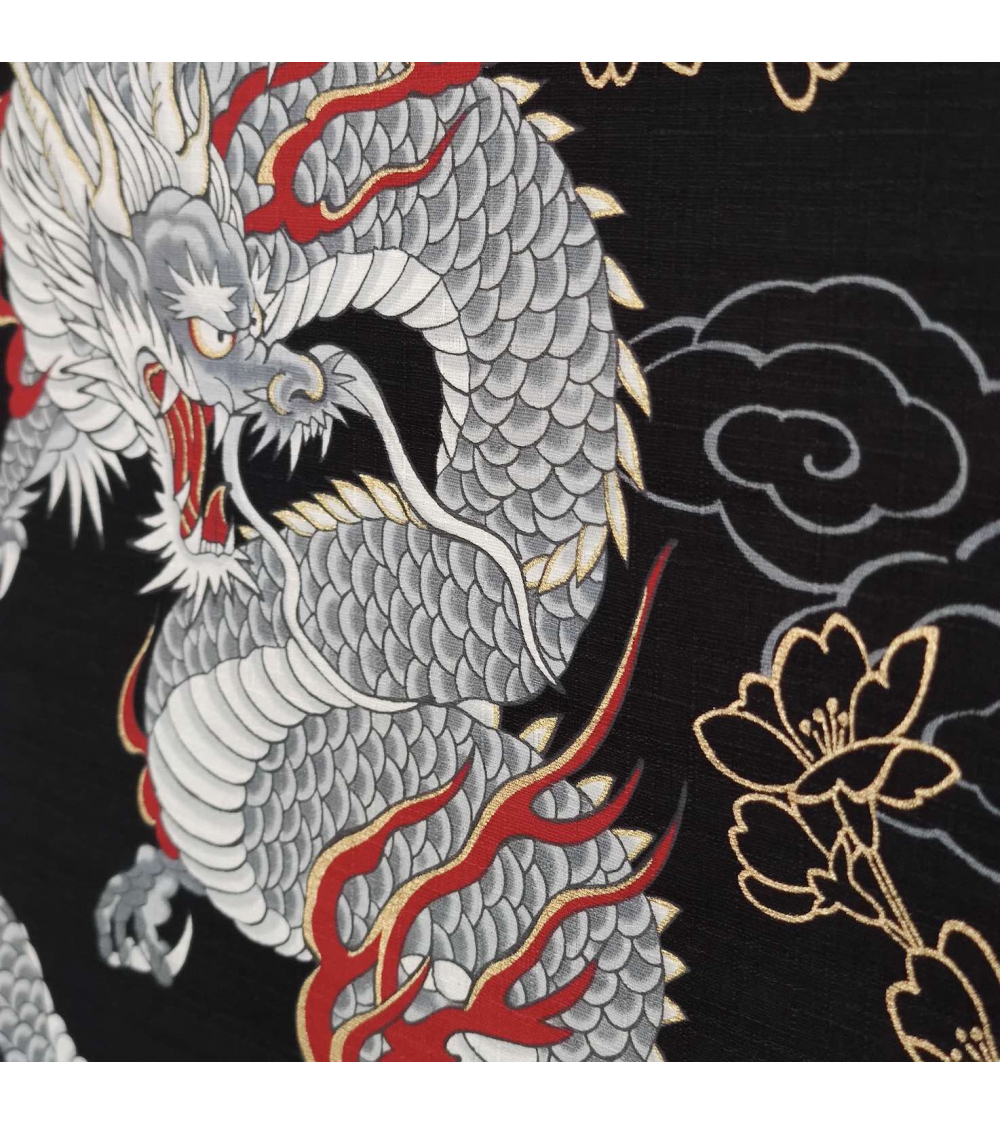 Japanese dobby fabric 'Dragons' in black.