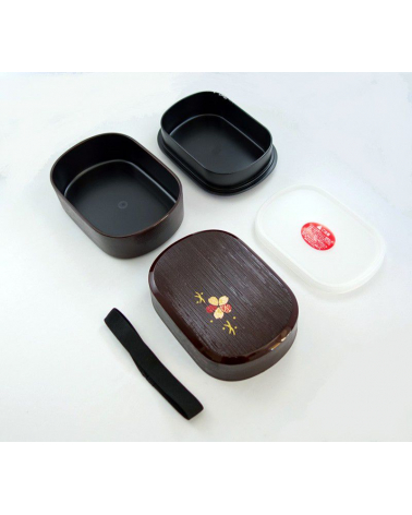 Bento box (Lunch box) madera con flor cerezo (kino hako sakura)