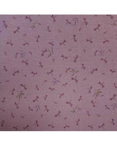Japanese fabric. Dragonflies and bamboo over old rose