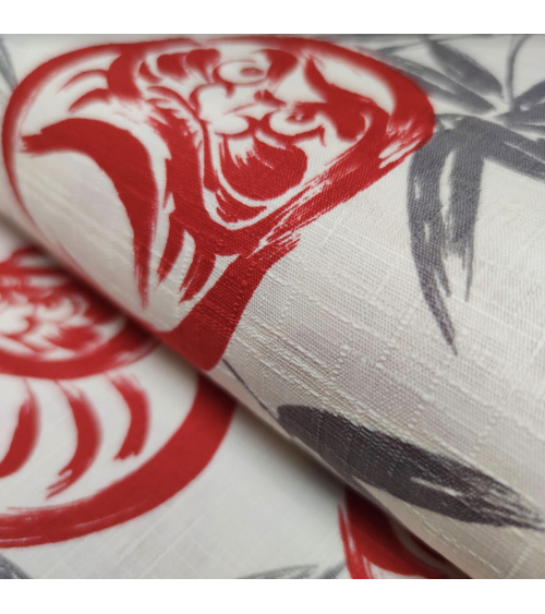 Japanese dobby fabric "Darumas" in ivory