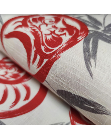 Japanese dobby fabric "Darumas" in ivory