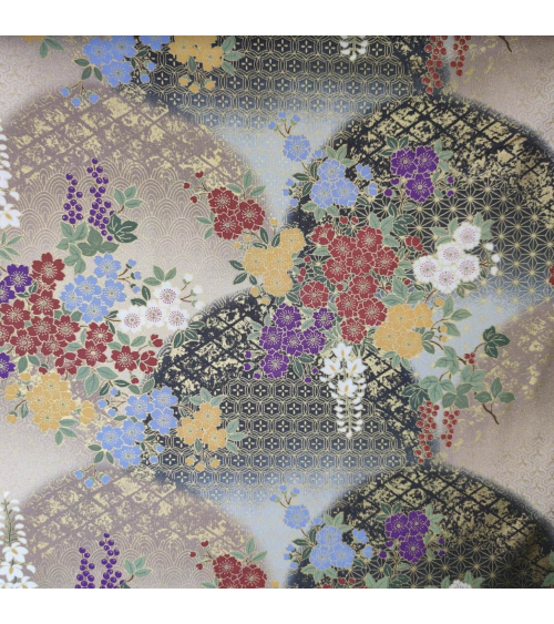 Japanese cotton wisteria fabric in grey.