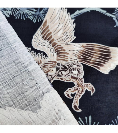 Japanese dobby fabric " Hawks " on black.