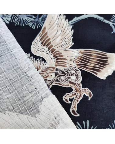 Japanese dobby fabric " Hawks " on black.