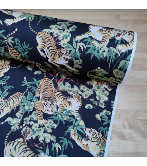 Japanese fabric Tigers, bamboo and pine, with gold details.