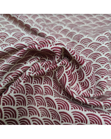 Japanese 'Seigaiha' cotton fabric burgundy over sand