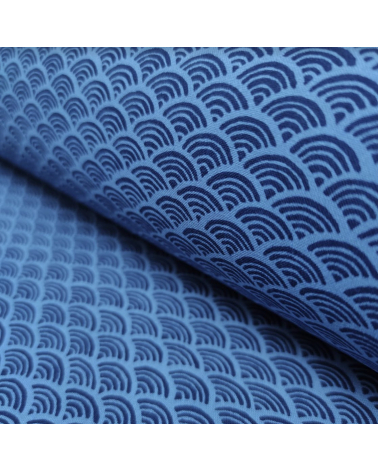 Japanese 'Seigaiha' cotton fabric in shades of blue