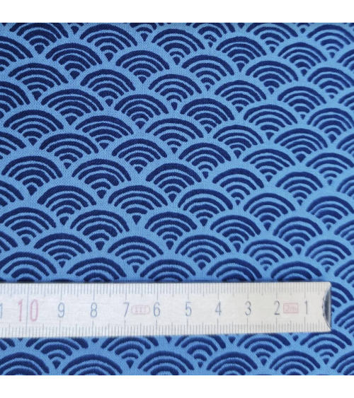 Japanese 'Seigaiha' cotton fabric in shades of blue