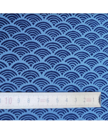 Tela japonesa de algodón "seigaiha" en azules