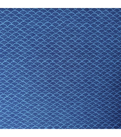 Tela japonesa de algodón "seigaiha" en azules