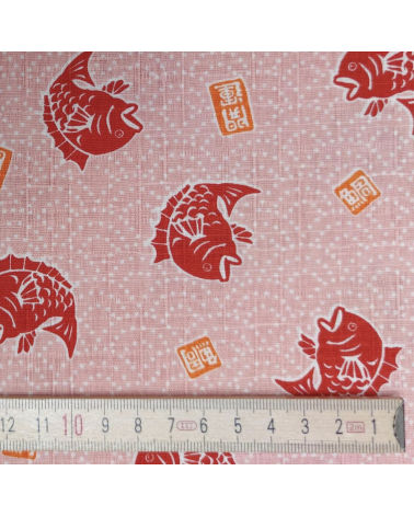Japanese dobby fabric 'Taifish' in salmon pink.