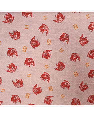 Tela japonesa dobby "Taifish" en rosa salmón.