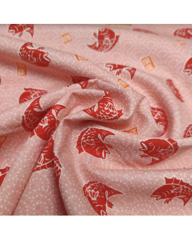 Japanese dobby fabric 'Taifish' in salmon pink.