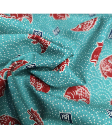 Japanese dobby fabric 'Taifish' in aquamarine blue.