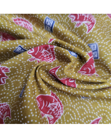Japanese dobby fabric 'Taifish' in mustard yellow.