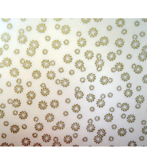 Papel japonés chiyogami pequeñas flores doradas sobre fondo blanco