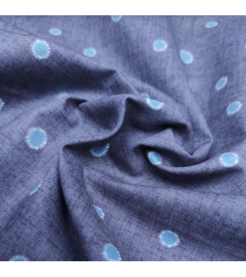 Tela japonesa algodón-lino lunares irregulares en gris.