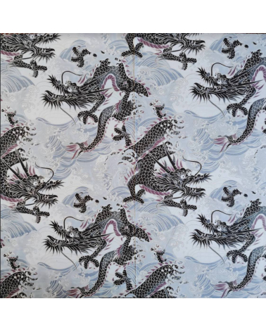 Japanese dobby fabric 'XL Dragons' in white.