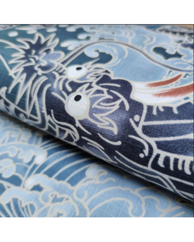 Japanese dobby fabric 'XL Dragons' in blue.