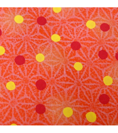 Papel japonés chiyogami ashanoas y puntos sobre fondo naranja