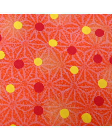 Papel japonés chiyogami ashanoas y puntos sobre fondo naranja