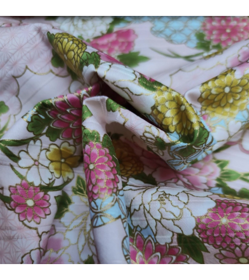 Tela japonesa en Satin de algodón "Haru" (Primavera) en rosa.