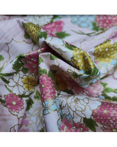 Tela japonesa en Satin de algodón "Haru" (Primavera) en rosa.