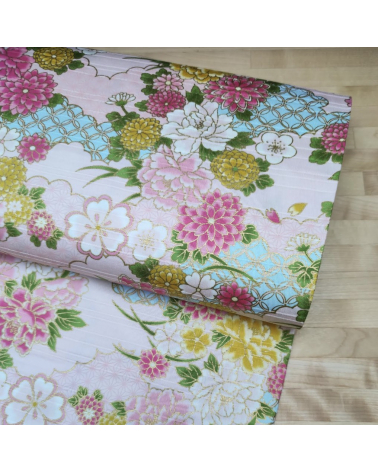 Japanese cotton satin fabric "Haru" (Spring) in pink.