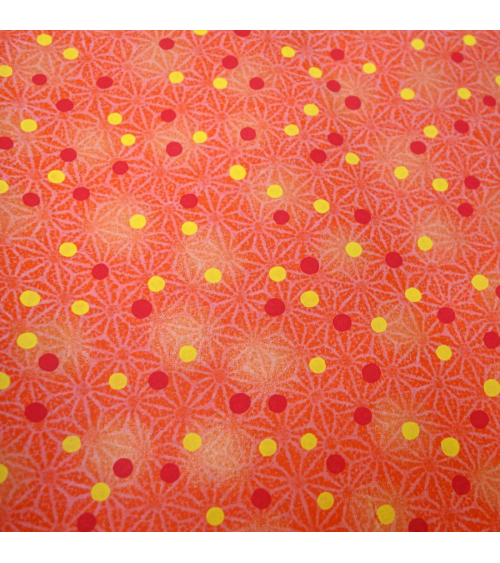 Papel japonés chiyogami ashanoas y puntos sobre fondo naranja
