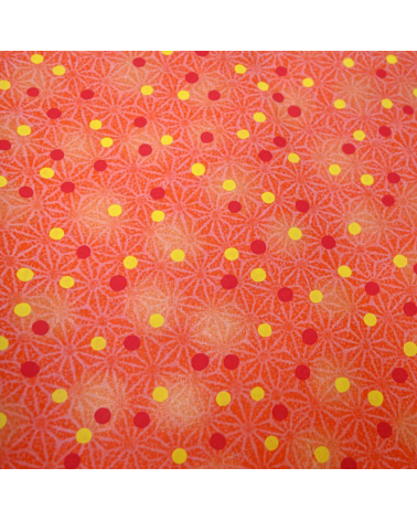 Papel japonés chiyogami ashanoas y puntos sobre fondo naranja