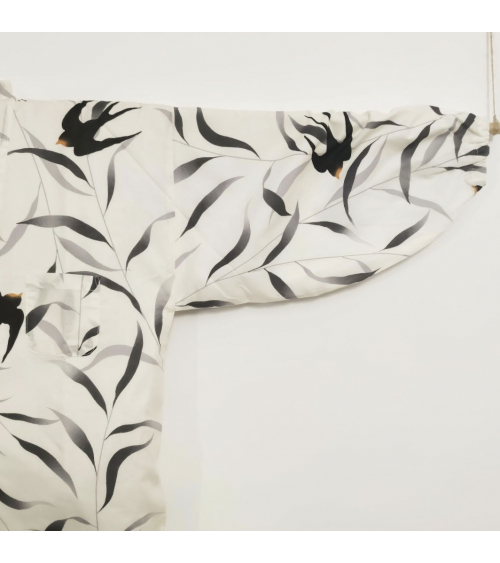 Pyjama-kimono, Samue, for women with swallows.