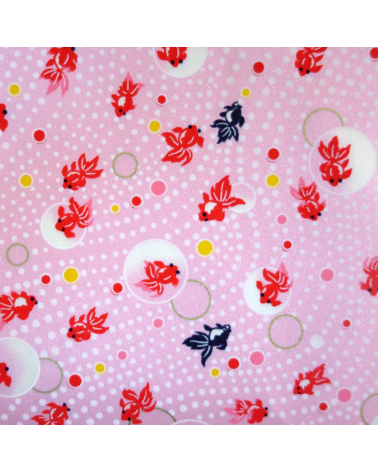 Papel japonés chiyogami carpas sobre fondo rosa perlado