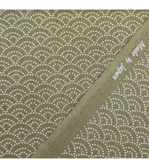 Japanese fabric 'Seigaiha' with beige dots on green