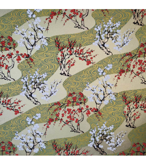 Chiyogami paper 'Ume and Sakura' with golden background