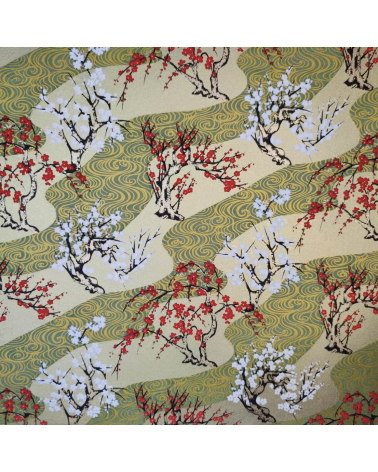 Chiyogami paper 'Ume and Sakura' with golden background
